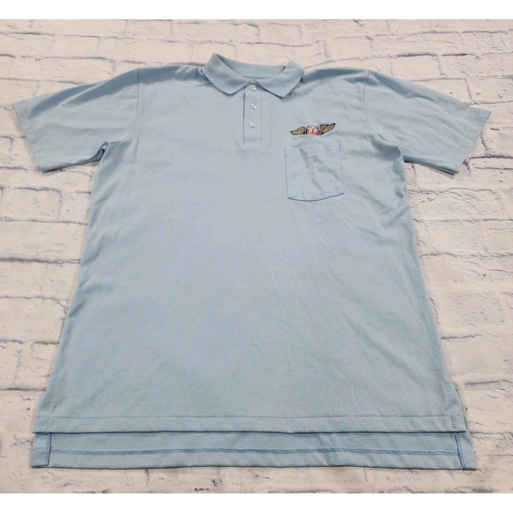 Phillips 66 Petroleum Logo MENS SIZE XL Polo Blue Shirt VINTAGE 90s MADE USA